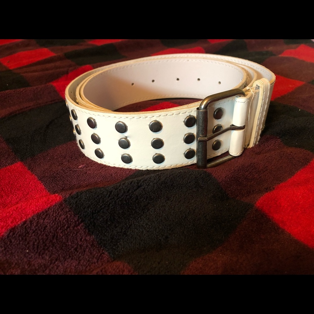 White studded belt